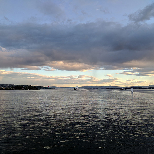 Sundown over the Oslo fjord.